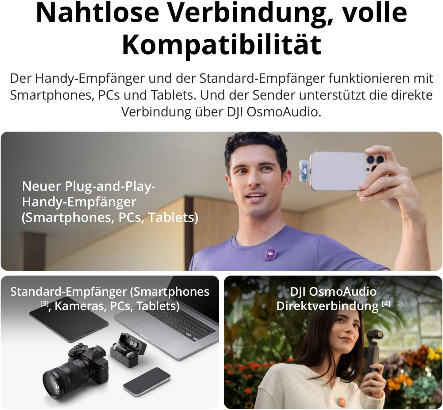 Kabelloses Lavalier Mikrofon mit Geräuschunterdrückung, Sender Mini 2 Sender