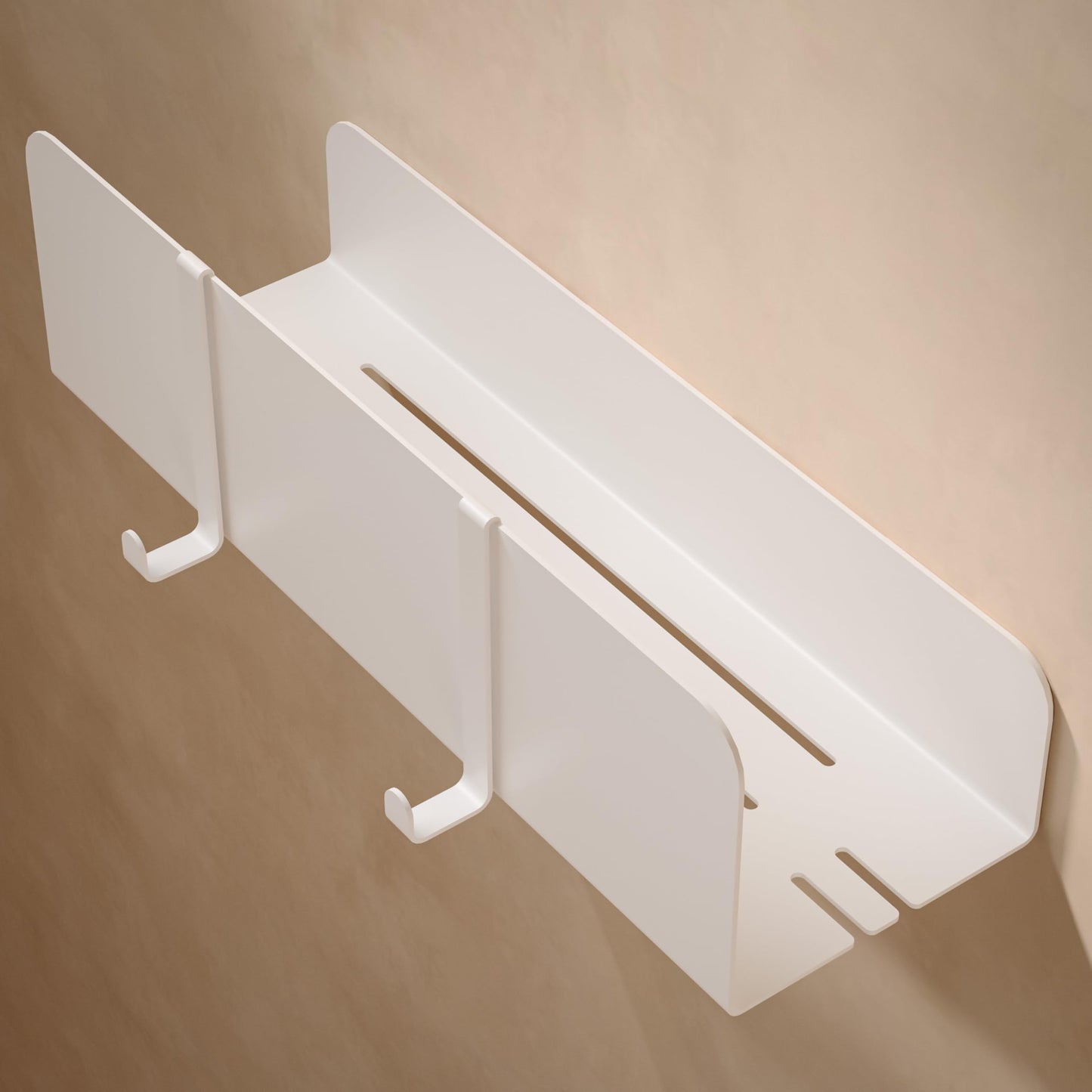 Selbstklebende Duschablage mit Ablaufrillen, Wand-Duschablage Matt Weiss