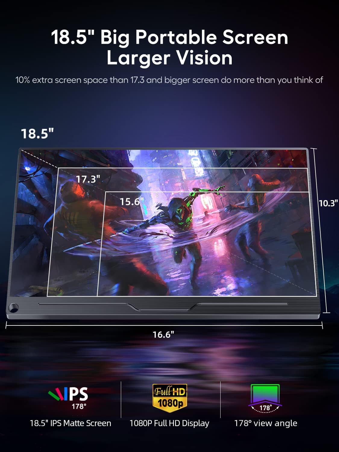 Tragbarer Full HD Monitor, 18.5"