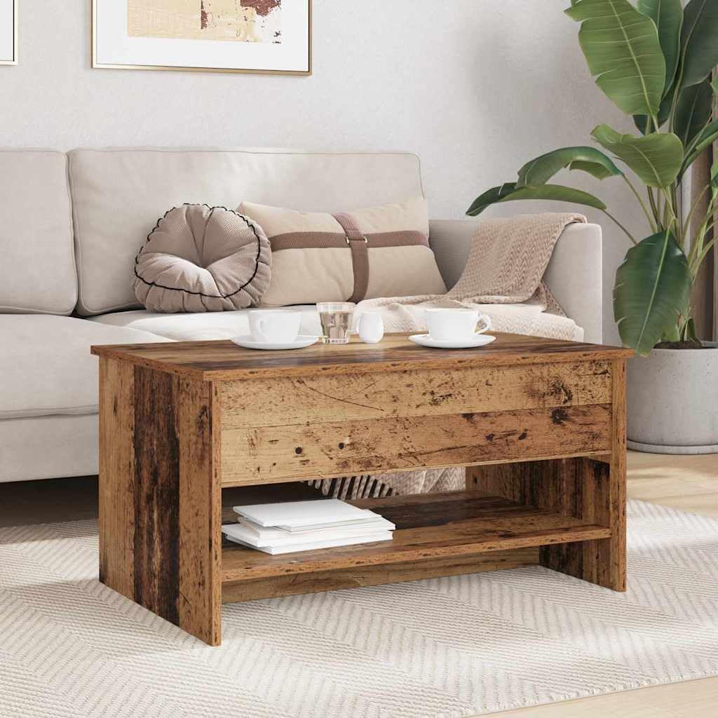 Moderner Couchtisch mit klappbarem Deckel, Altholz 80 x 50.5 x 41.5 cm
