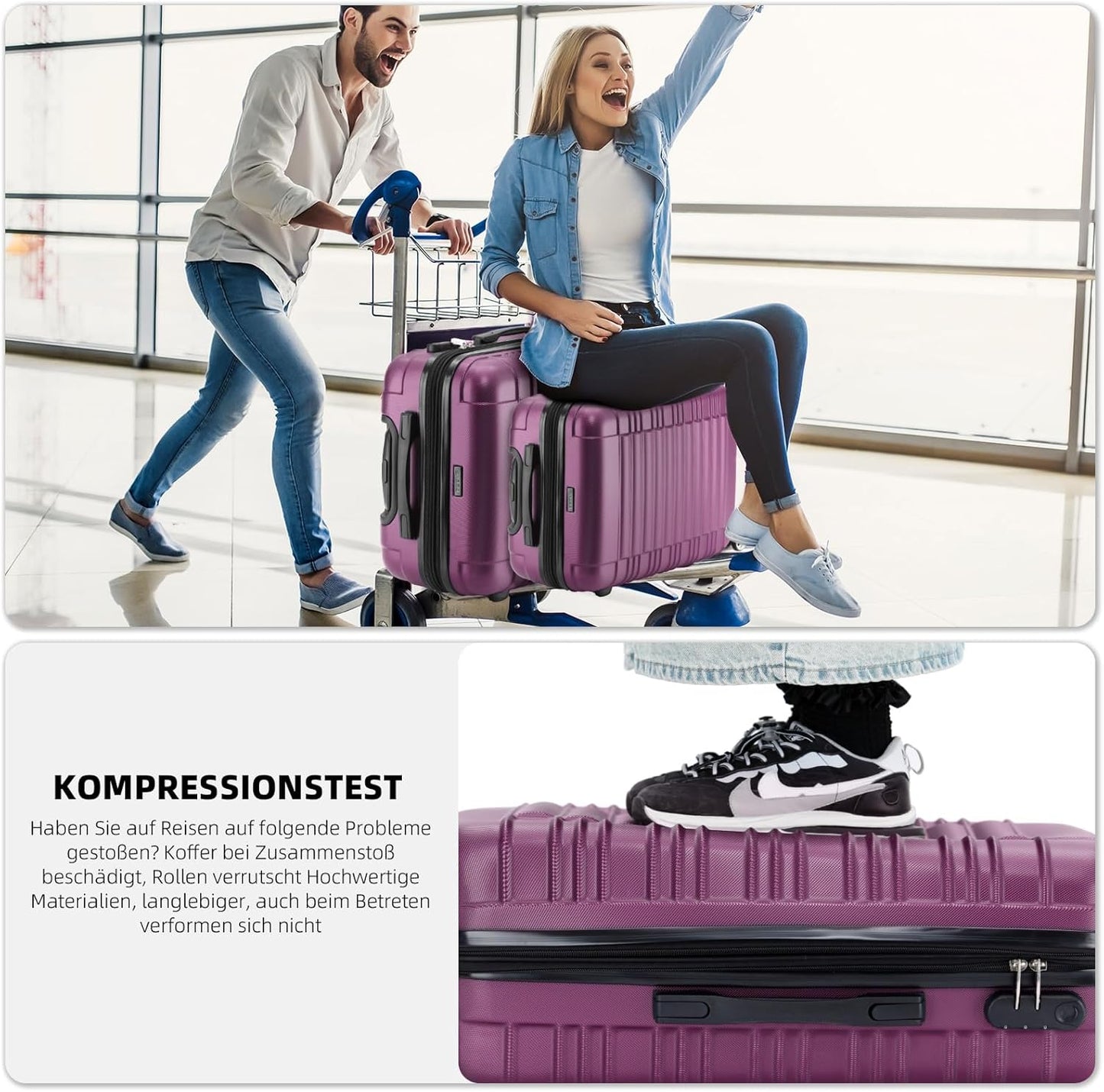 2088 Zwillingsrollen Hartschalenkoffer, erweiterbar, Violett M