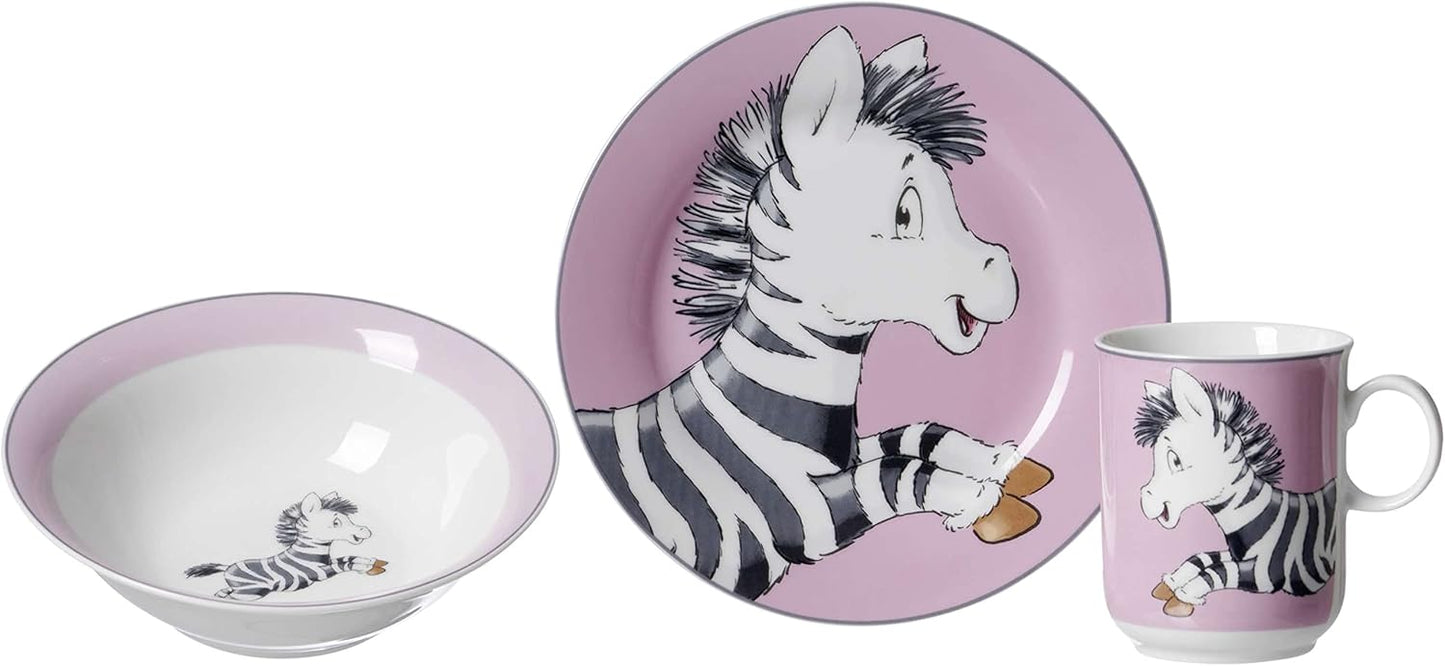 3-teiliges Kindergeschirr-Set - Happy Zoo, Zebra Zoe