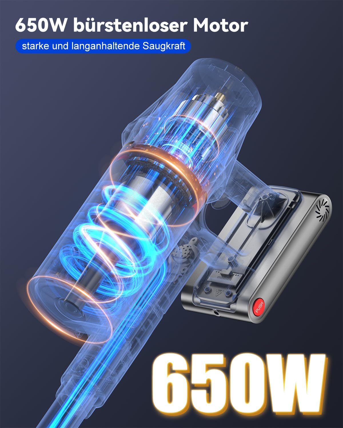 H9 Akkustaubsauger mit LED-Touchscreen, Blau