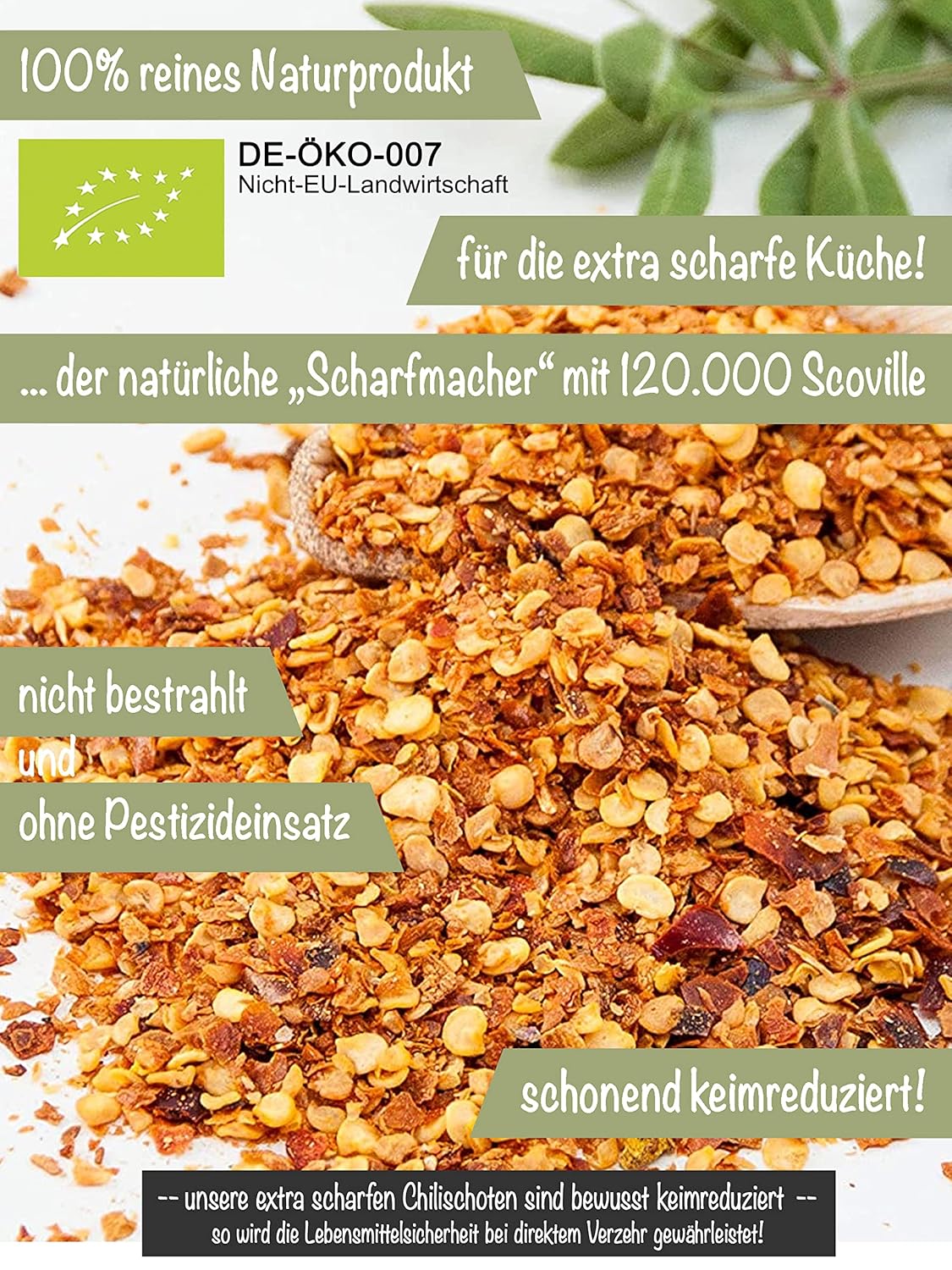 Bio Chiliflocken extra scharf (120.000 Scoville), 250 g (1er Pack)