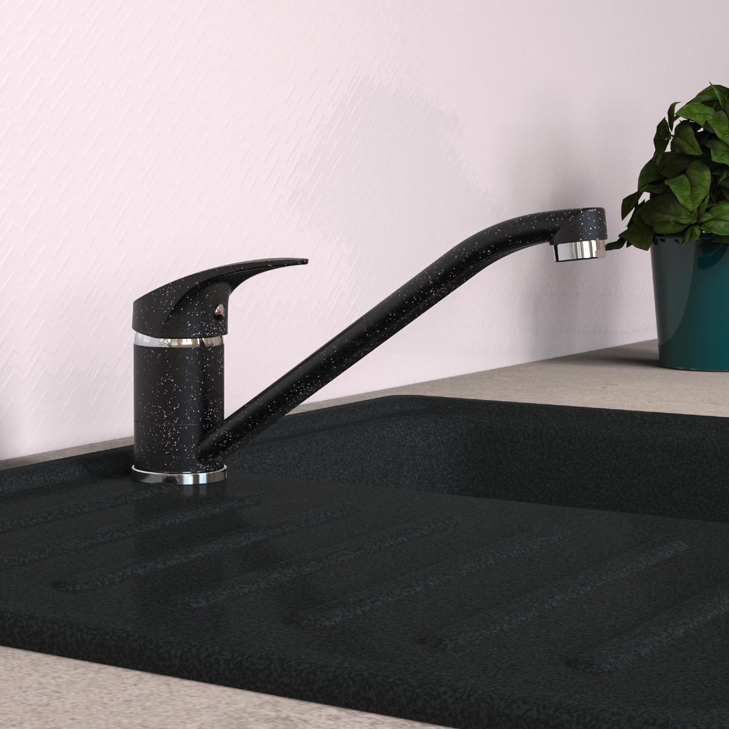 Spültischarmatur NI182SMCR, Küchenarmatur Granit schwarz