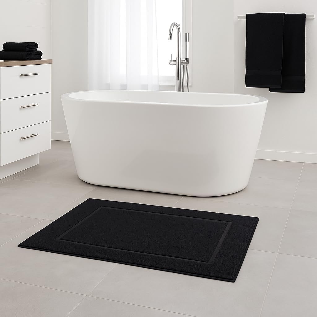 10er-Set Badvorleger, 50x70 cm, 10x Badvorleger Schwarz
