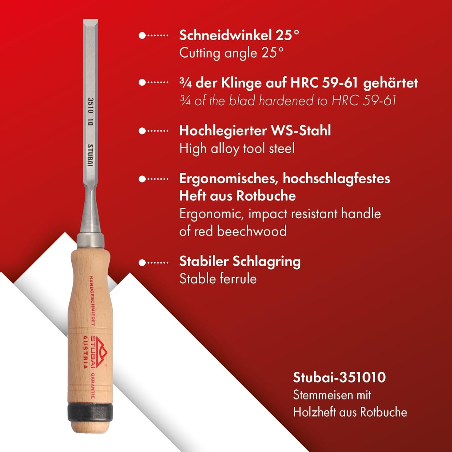 Stemmeisen mit Holzgriff 10 mm, 10 mm