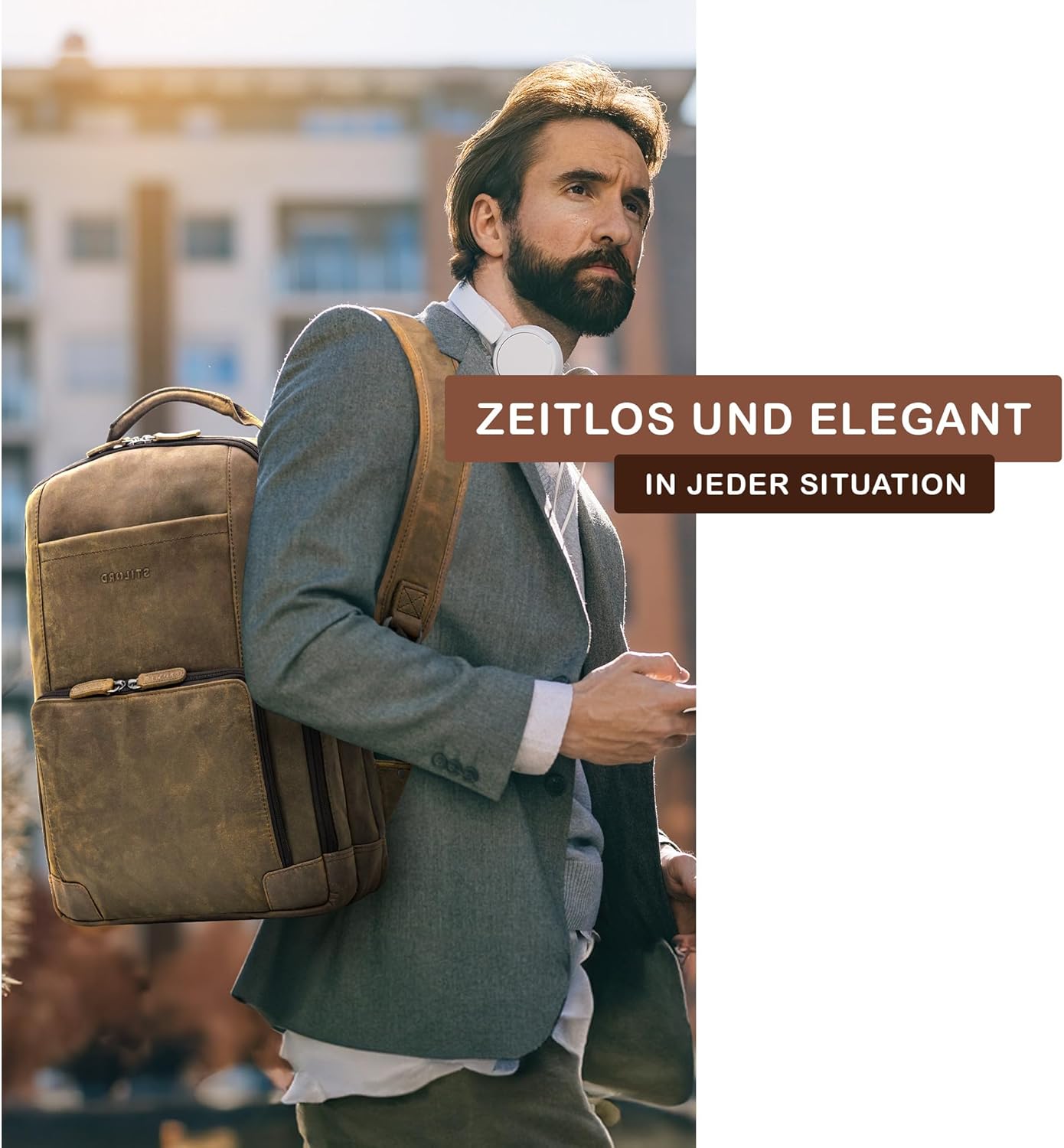 XL Leder-Businessrucksack Harlow, Colorado - Braun