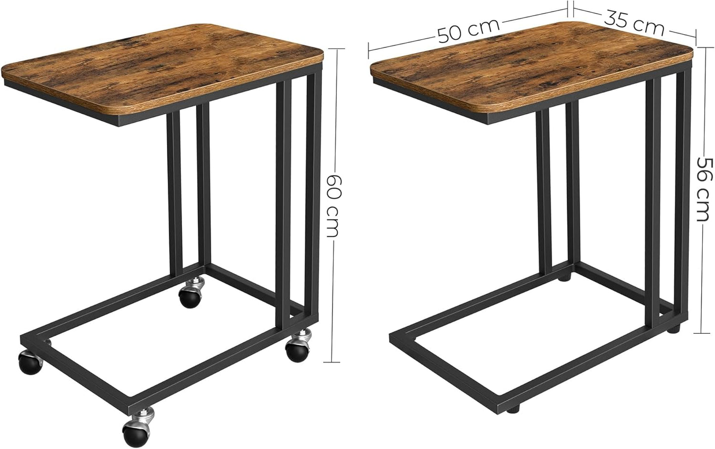 2er-Set Beistelltisch LCT644B01, 2 Braun + Schwarz