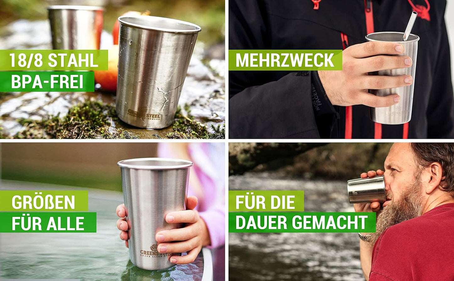4er-Set Trinkbecher, 475 ml (4er Pack, Schwarz)
