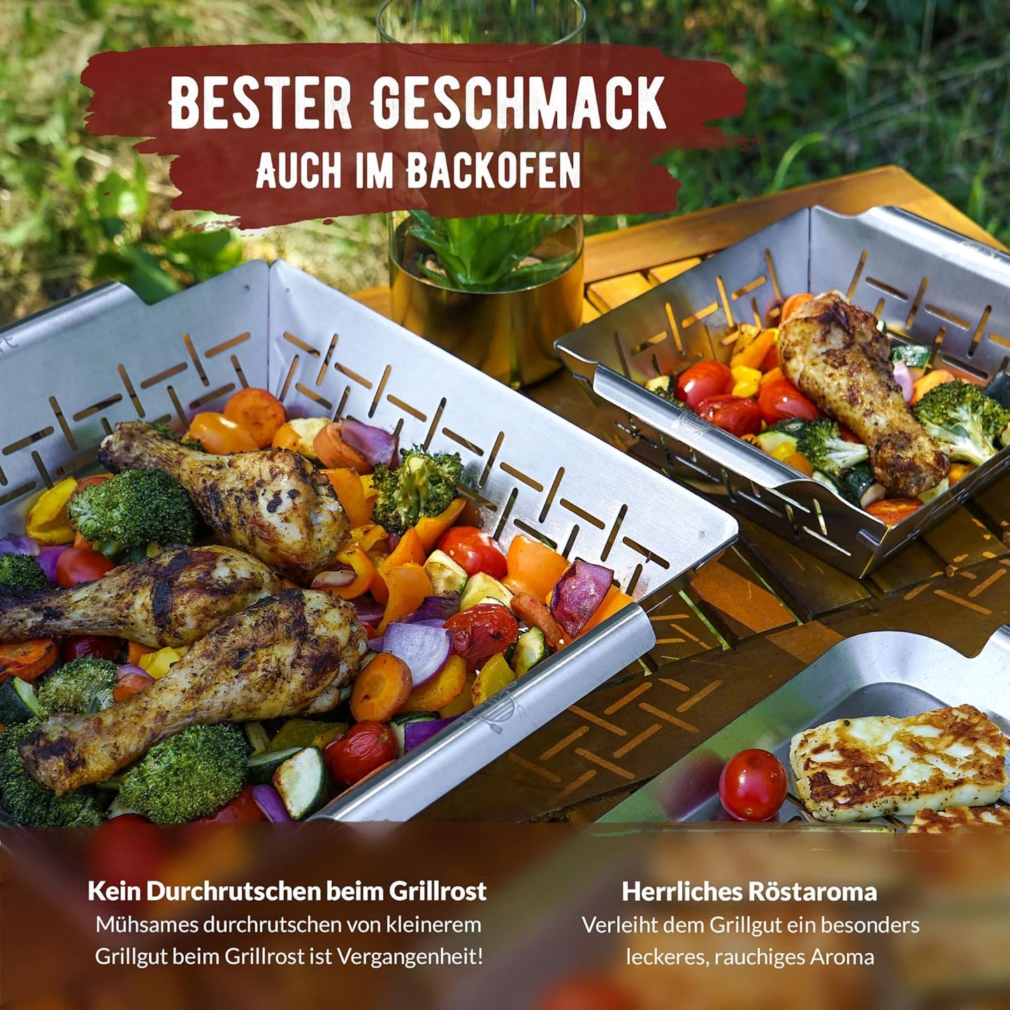 Premium Grillkorb Set, Grillkorb + XL Grillkorb