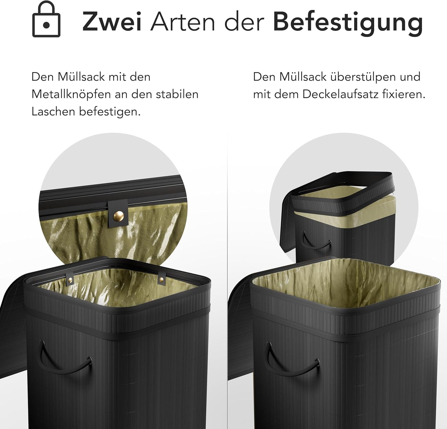 Mülleimer, 80L, Schwarz