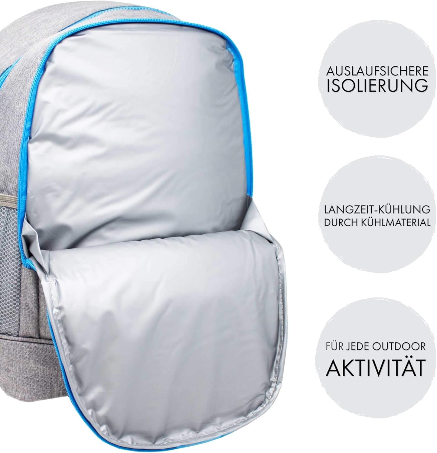 Kühlrucksack für Picknick & Camping, Hell-Grau