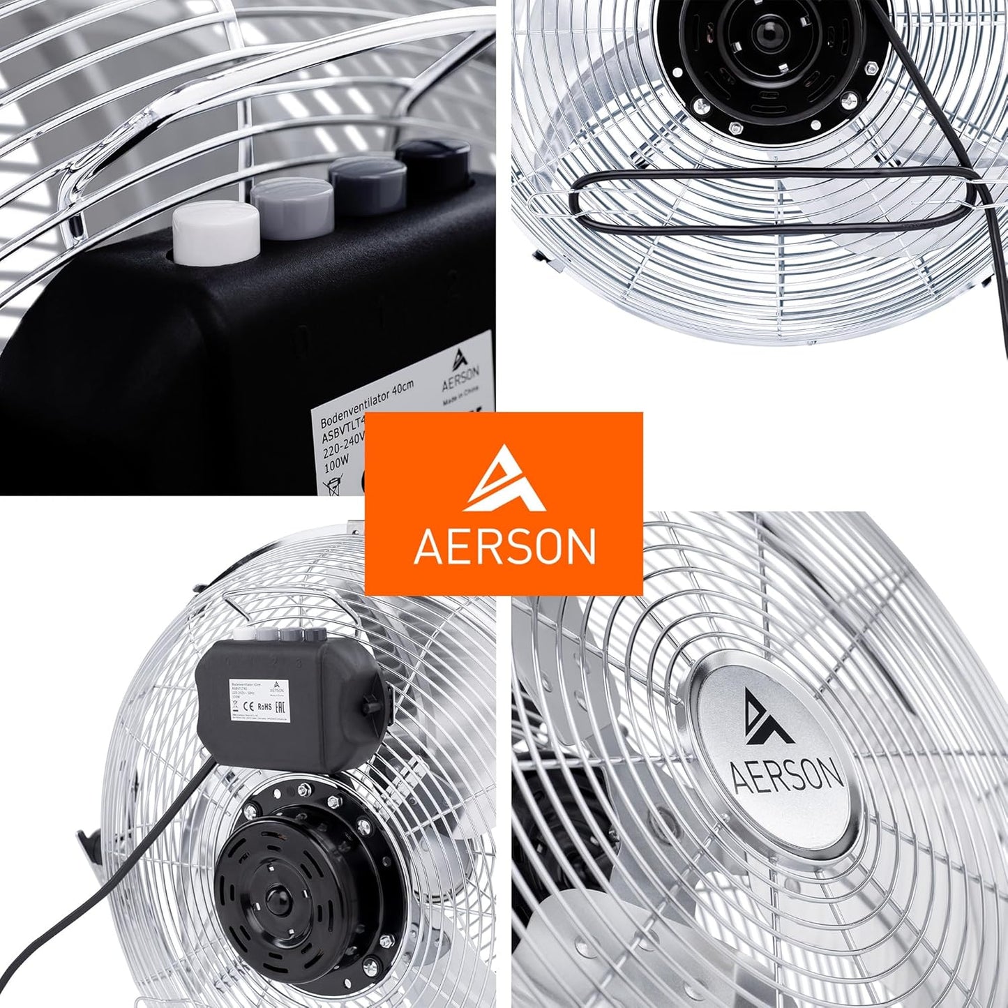 Bodenventilator AERSON, 40 cm Chrom