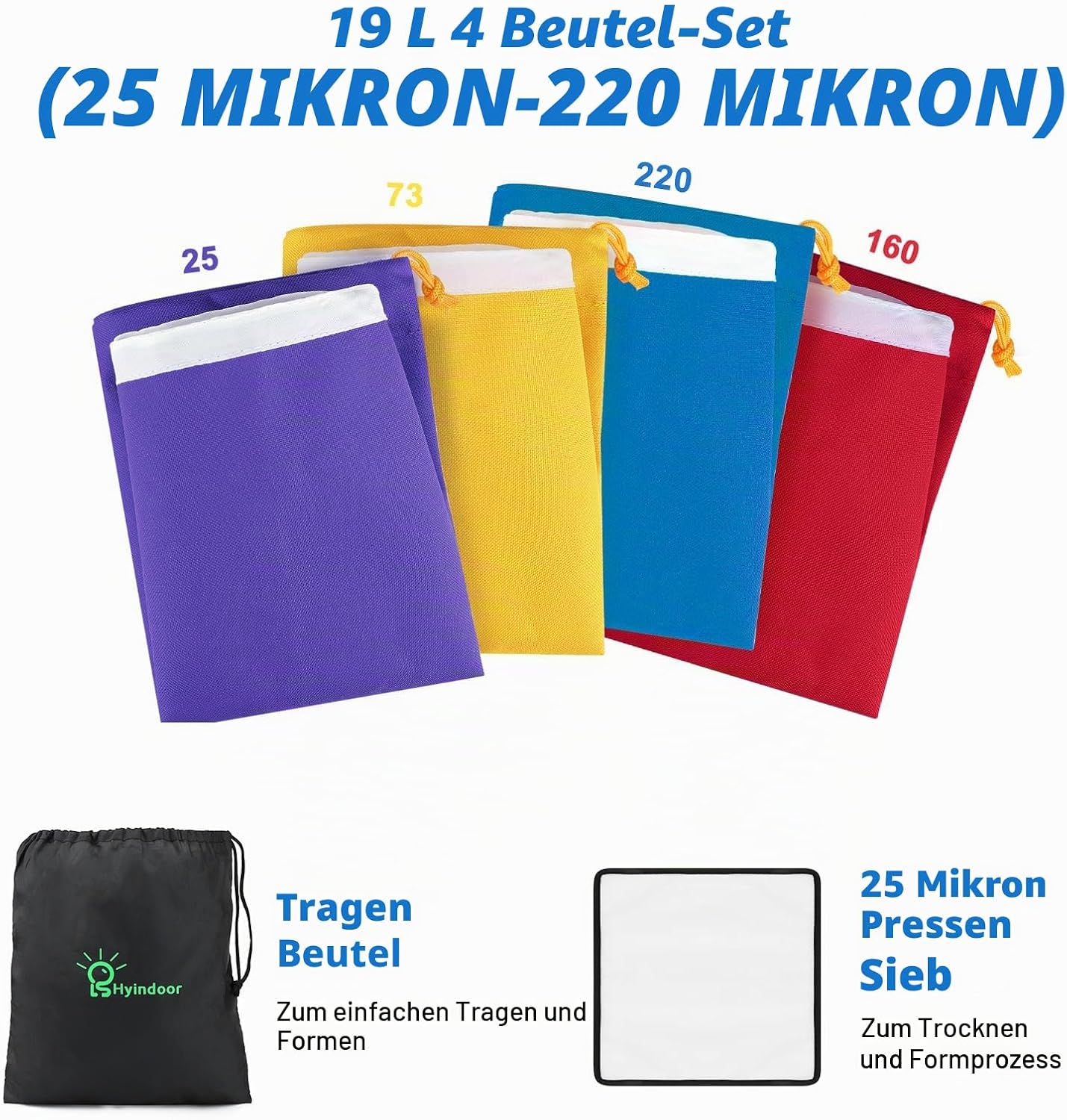 Bubble Bag Kräuterextraktion Set, 5 Gallonen 4 Beutel