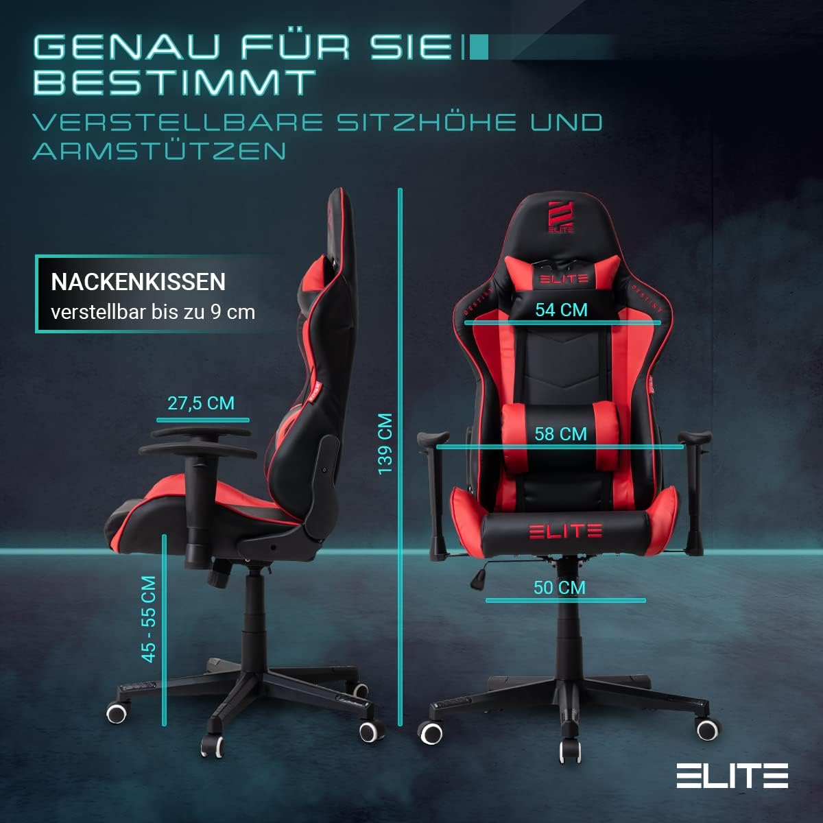 Gaming Stuhl MG200 Destiny, Schwarz/Rot
