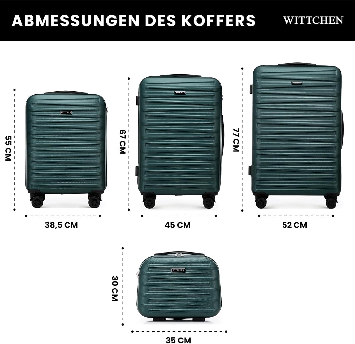 Skyspeed Line Reisekofferset (4-teilig) mit Kosmetikkoffer, Koffer-Set 4tlg. Grün