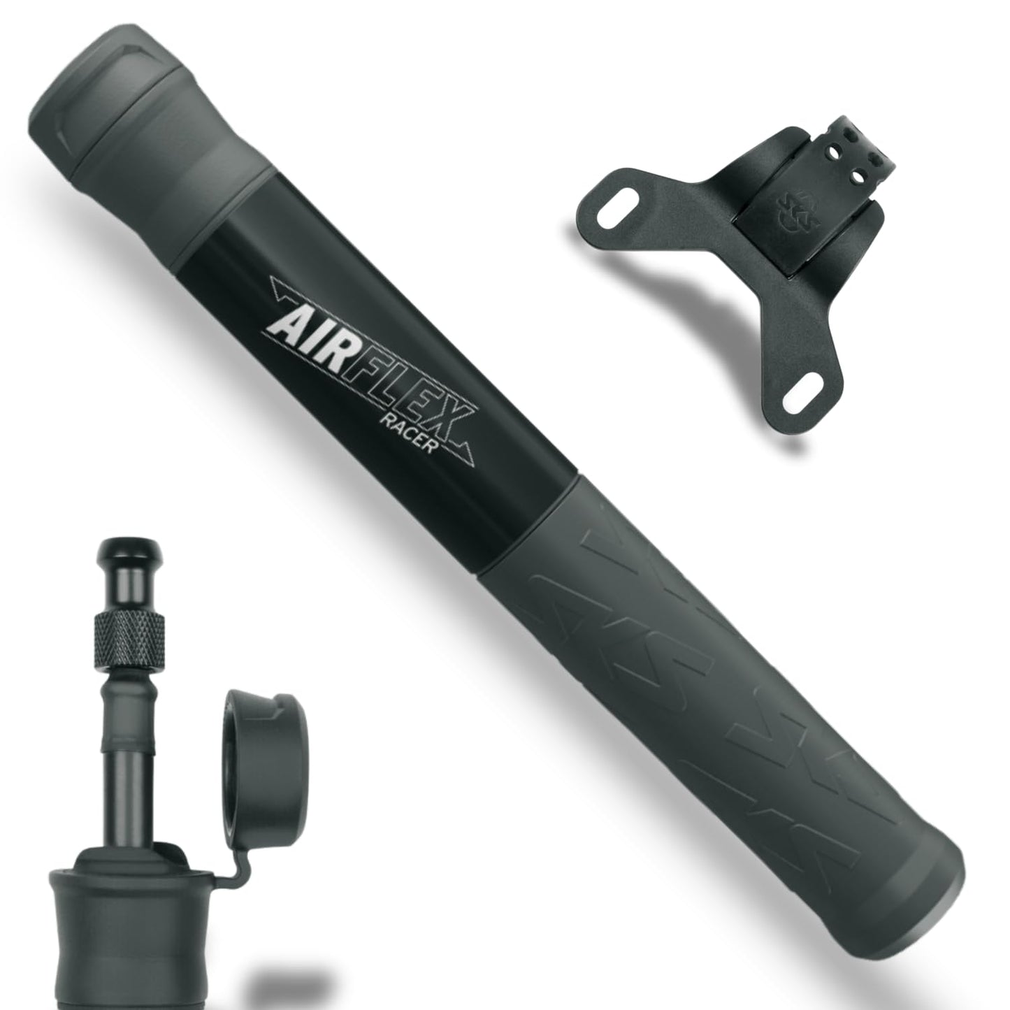 Minipumpe Airflex Racer, RACER Luftpumpe - Rennrad Schwarz