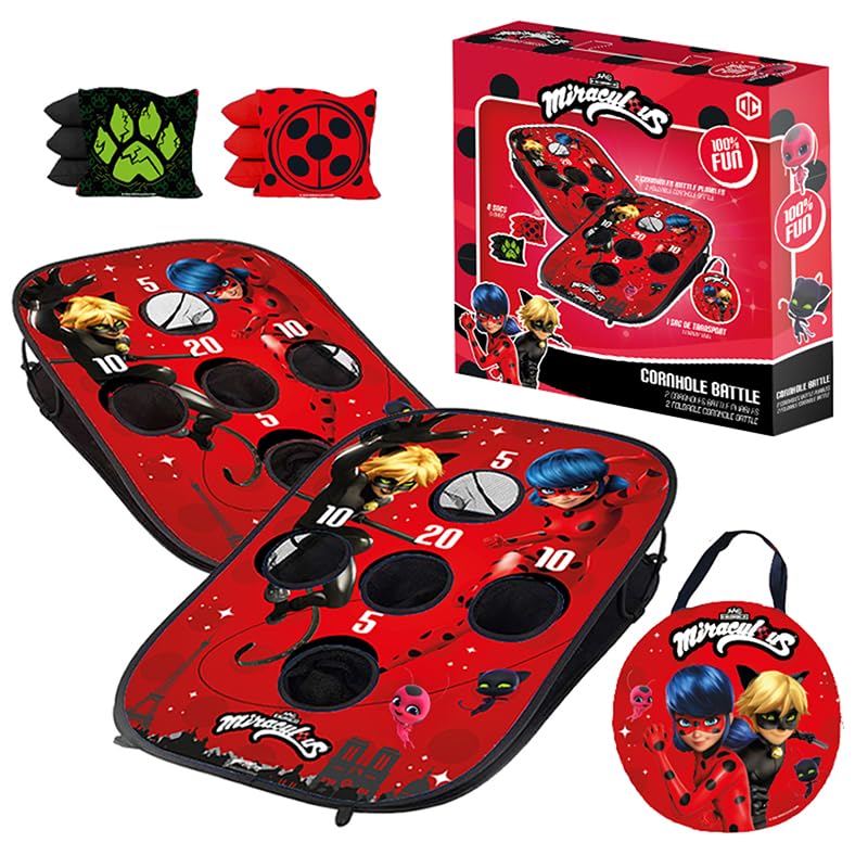 Cornhole Spiel-Set Miraculous mit 2 Boards und 8 Säckchen, Cornhole Battle Miraculous