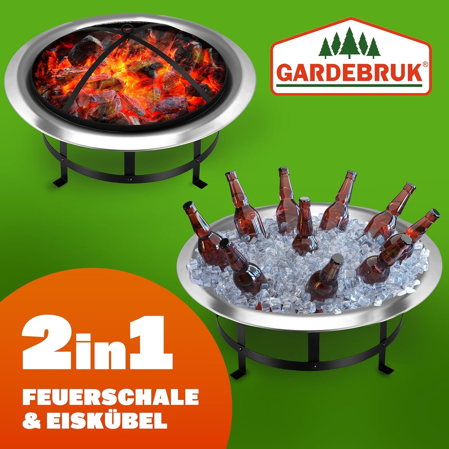 Feuerschale mit Funkenschutz und Schürhaken