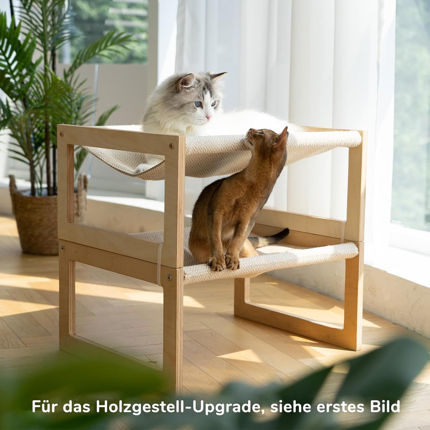 Erhöhtes Katzen- und Hundebett bis 18 kg, stapelbar, beige