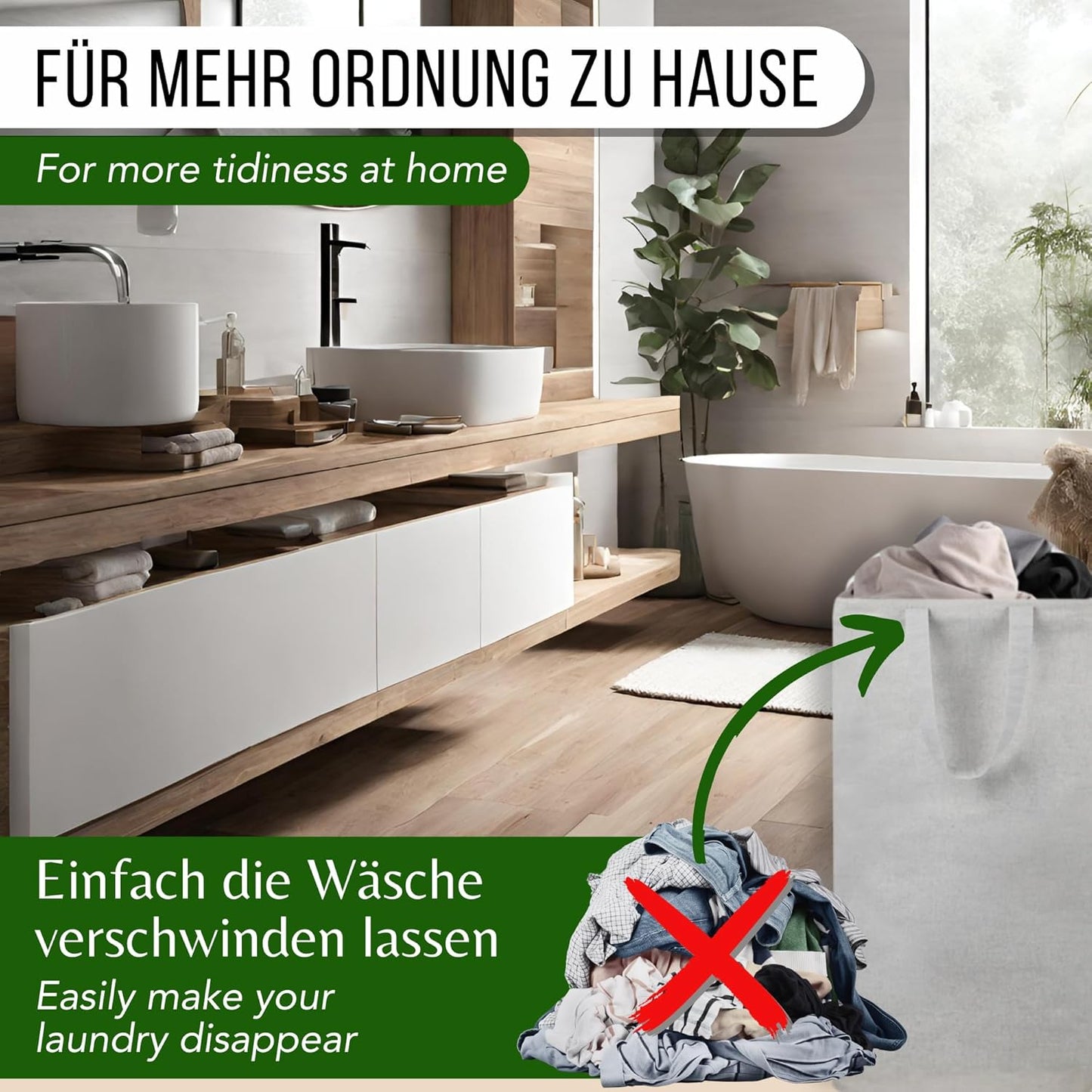 Wäschesammler, 100L - Sammler Hellgrau