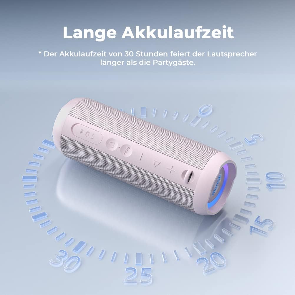 Wasserdichter Bluetooth Lautsprecher mit Licht, Rosa