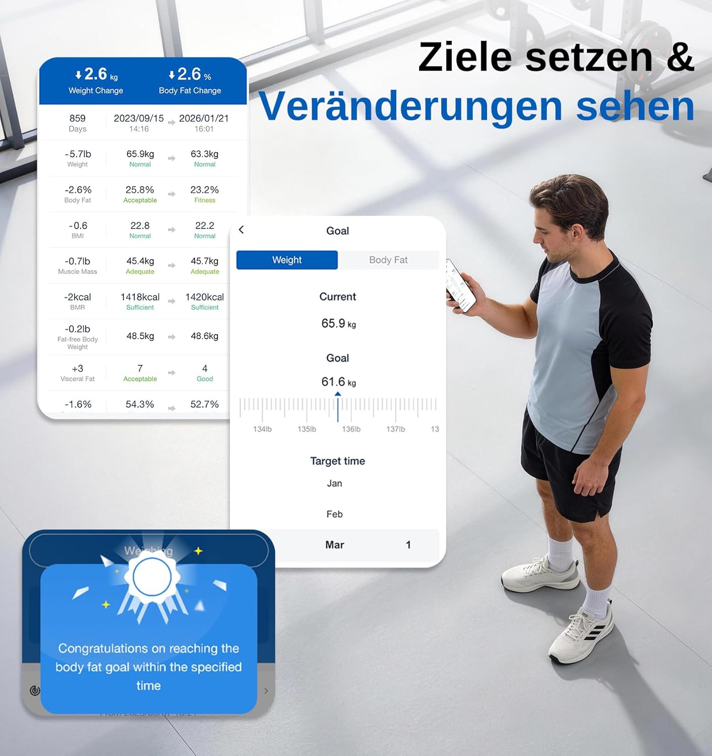 Digitale Körperfettwaage mit 8-Elektroden-Analyse, Black