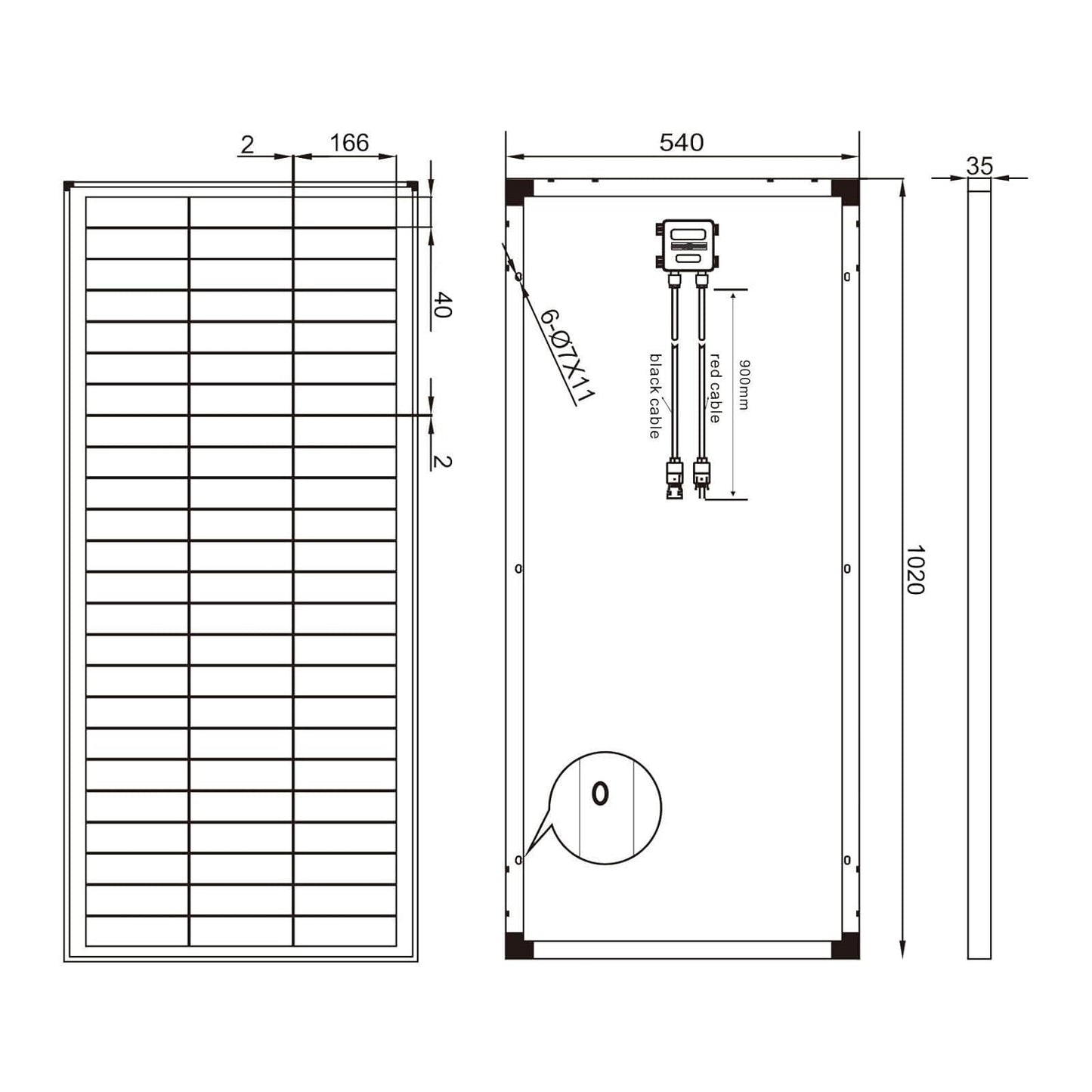 Solarmodul, 100W 36V Mono 100W