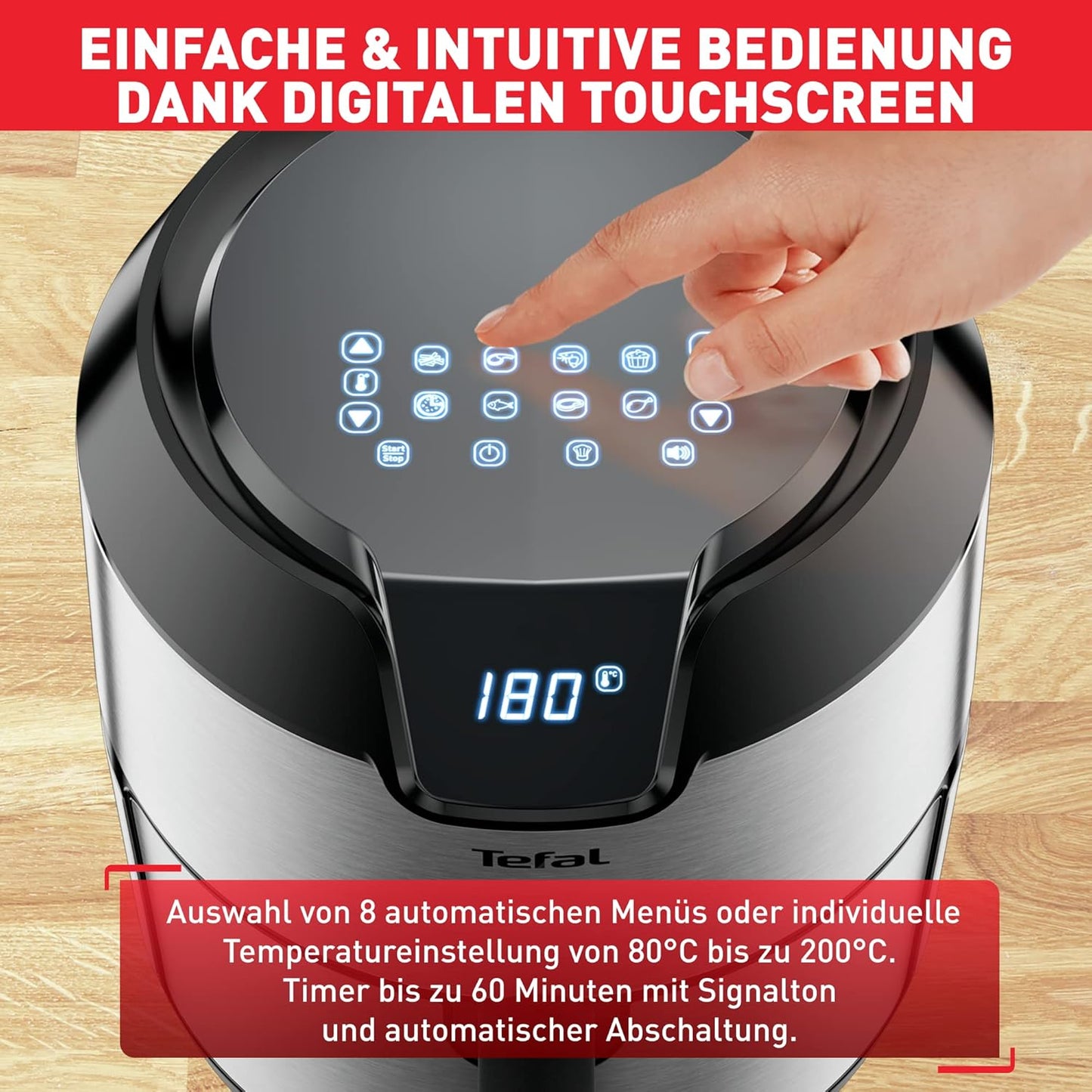 Heissluftfritteuse Easy Fry Deluxe XL, 4,2 L – Deluxe XL mit Display, Edelstahl