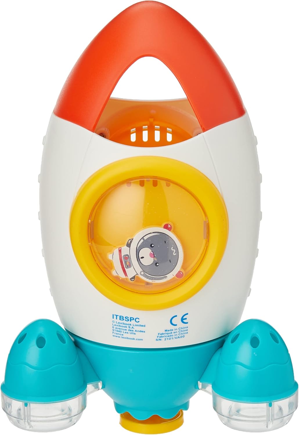 Space rocket bath toy set with 3 squeezable animals, Rakete
