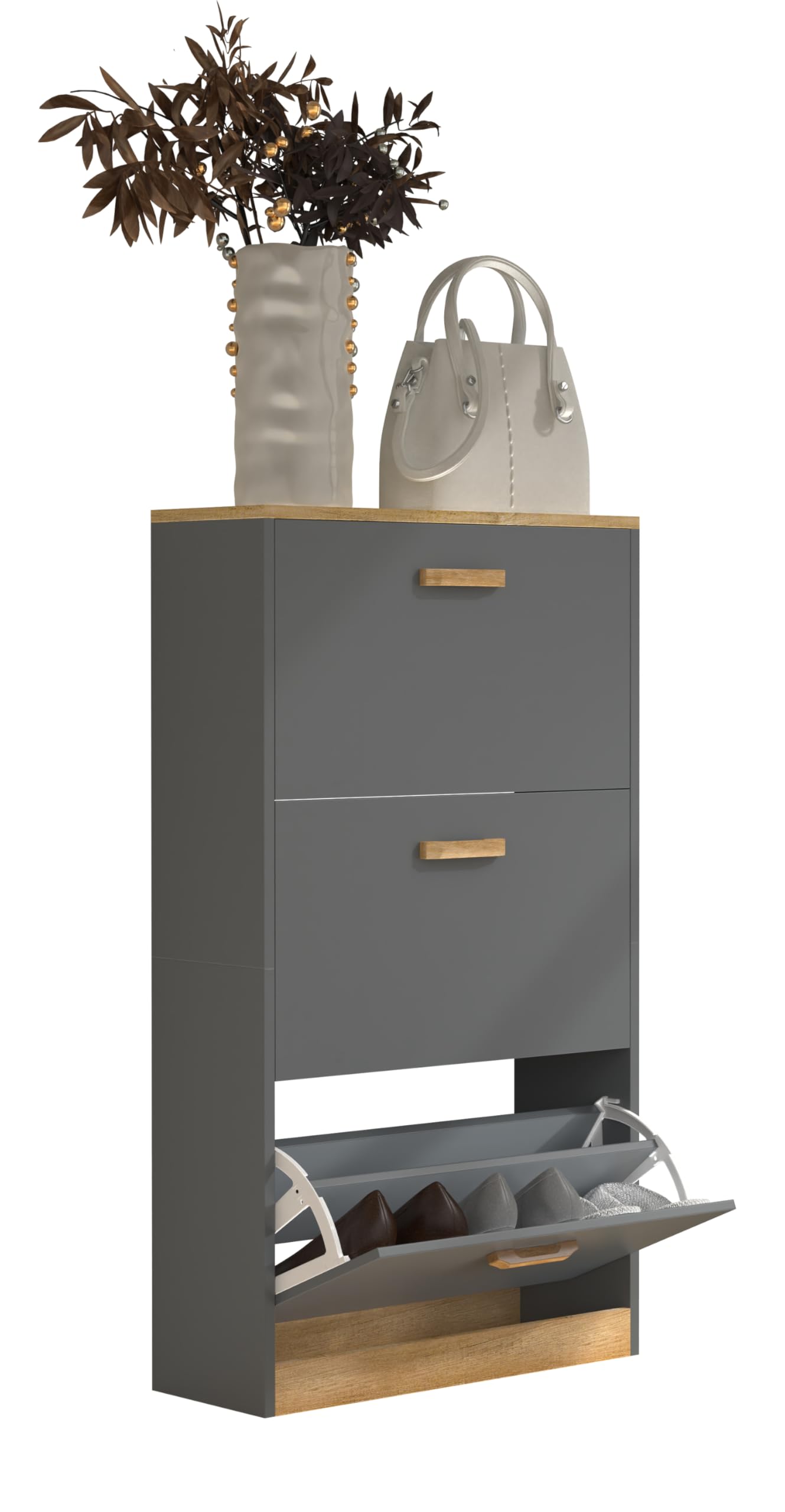 Schuhschrank Schuhkipper Schrank Halom M, Anthrazit