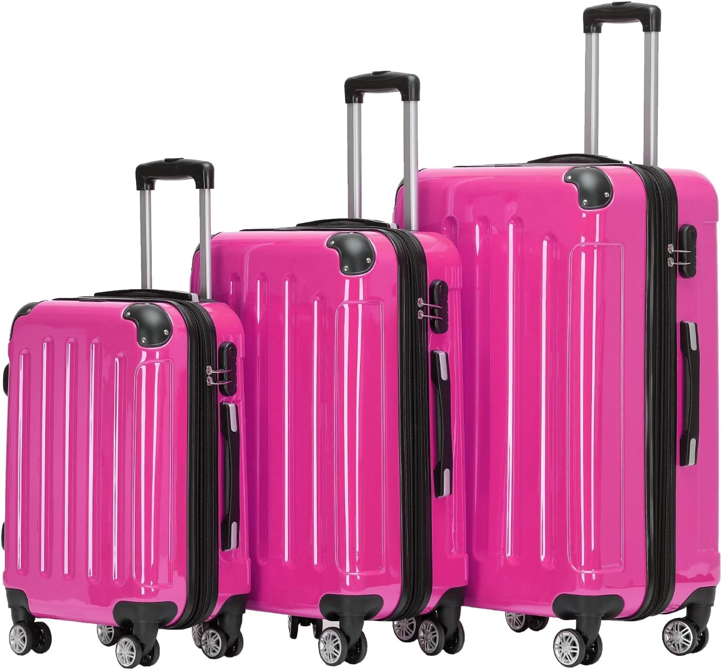 3-teiliges Hartschalen-Kofferset, Pink Kofferset