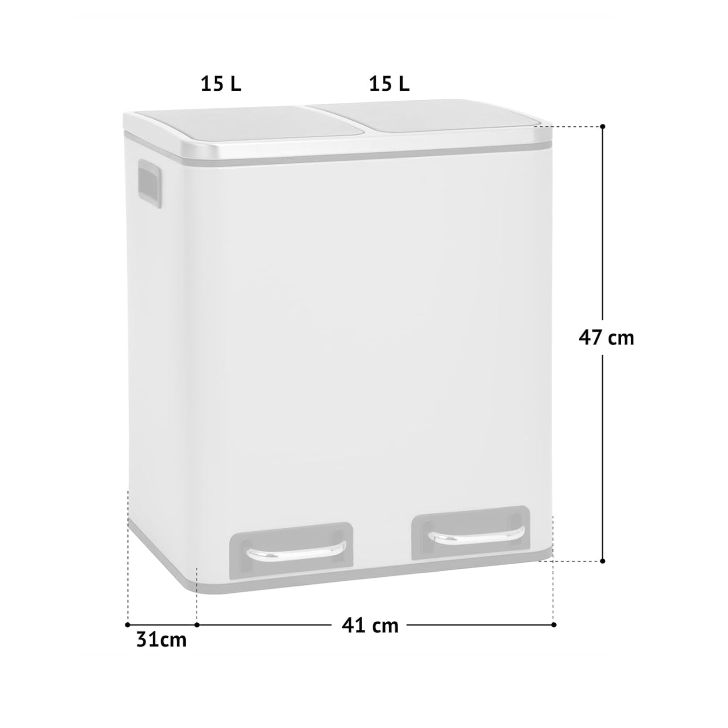 Treteimer mit Softclose und Trennsystem, 30L, Taupe TM2X15