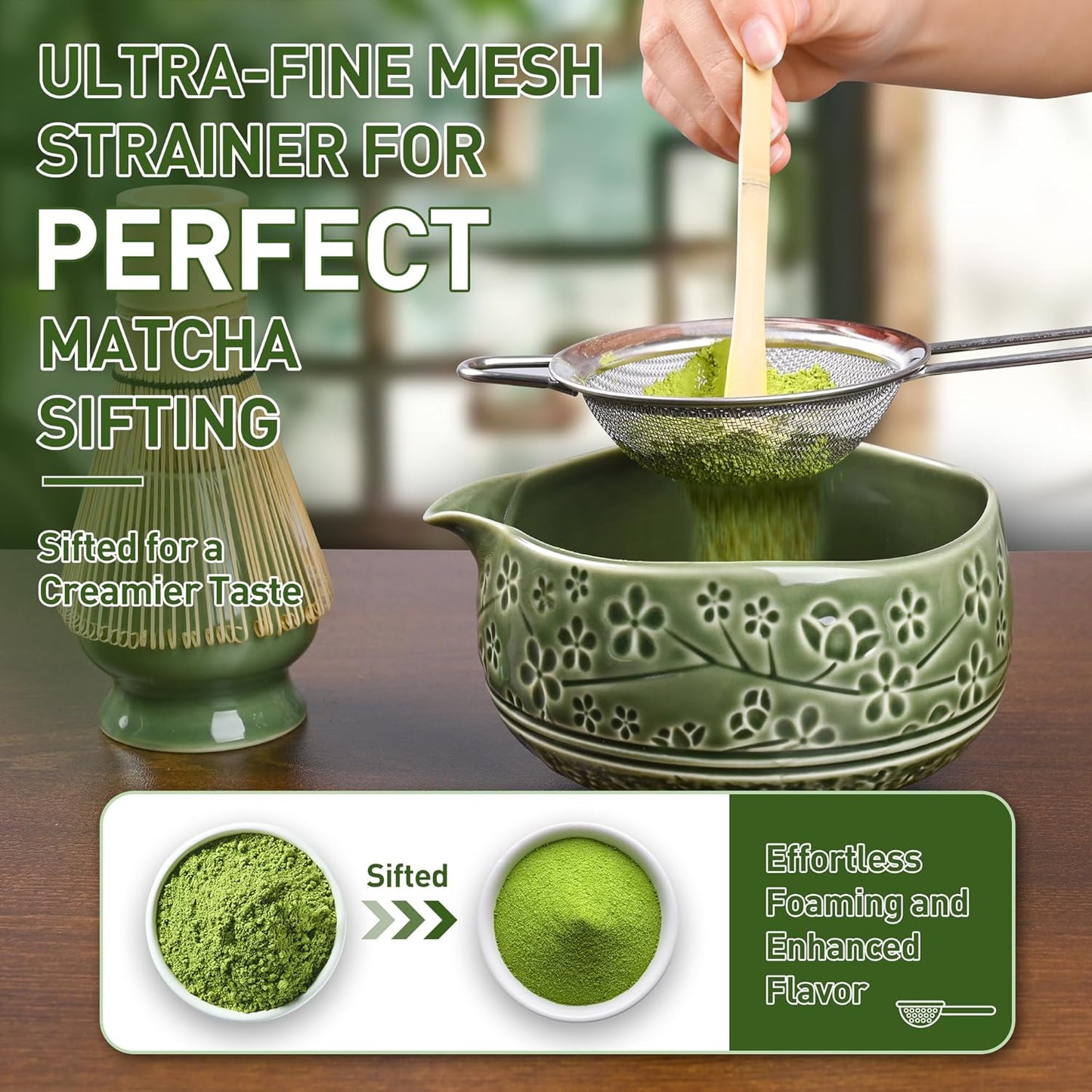 Matcha-Schneebesen-Set für Teeliebhaber, Dunkelgrün