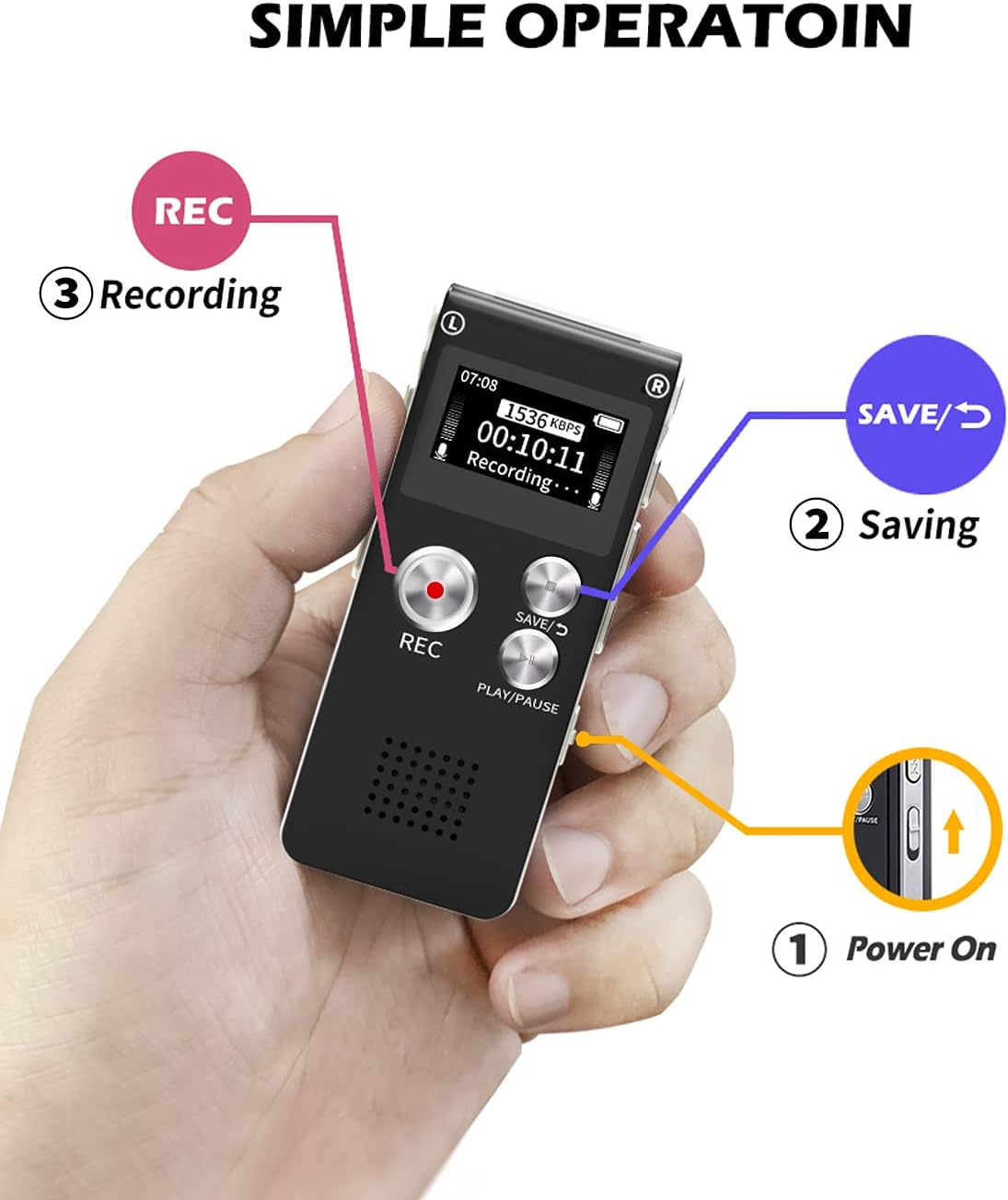 Digitales Mini-Diktiergerät HL0011 mit 30 Std. Aufnahmefunktion