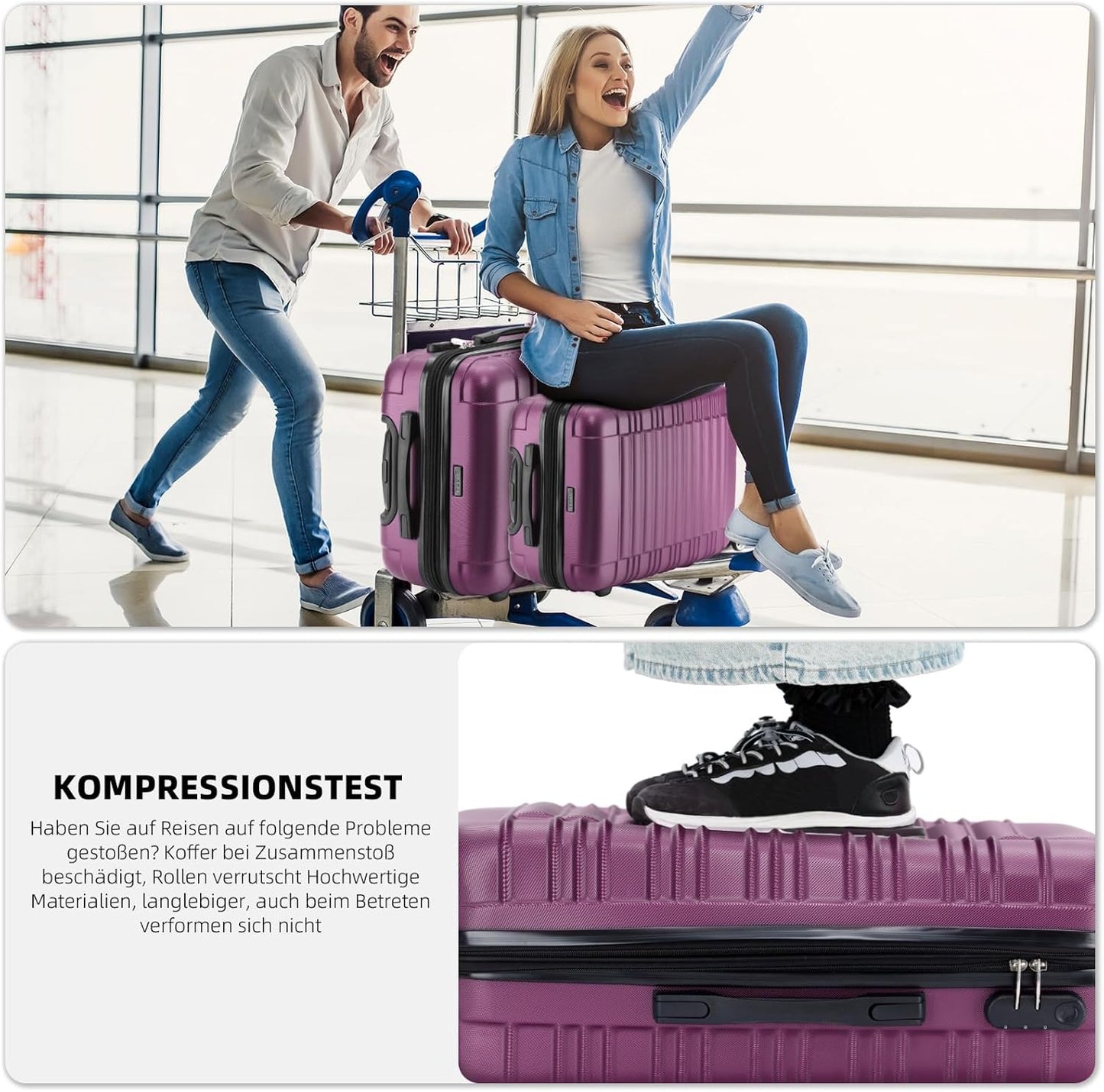 Hartschalenkoffer mit Zwillingsrollen, Violett / XL