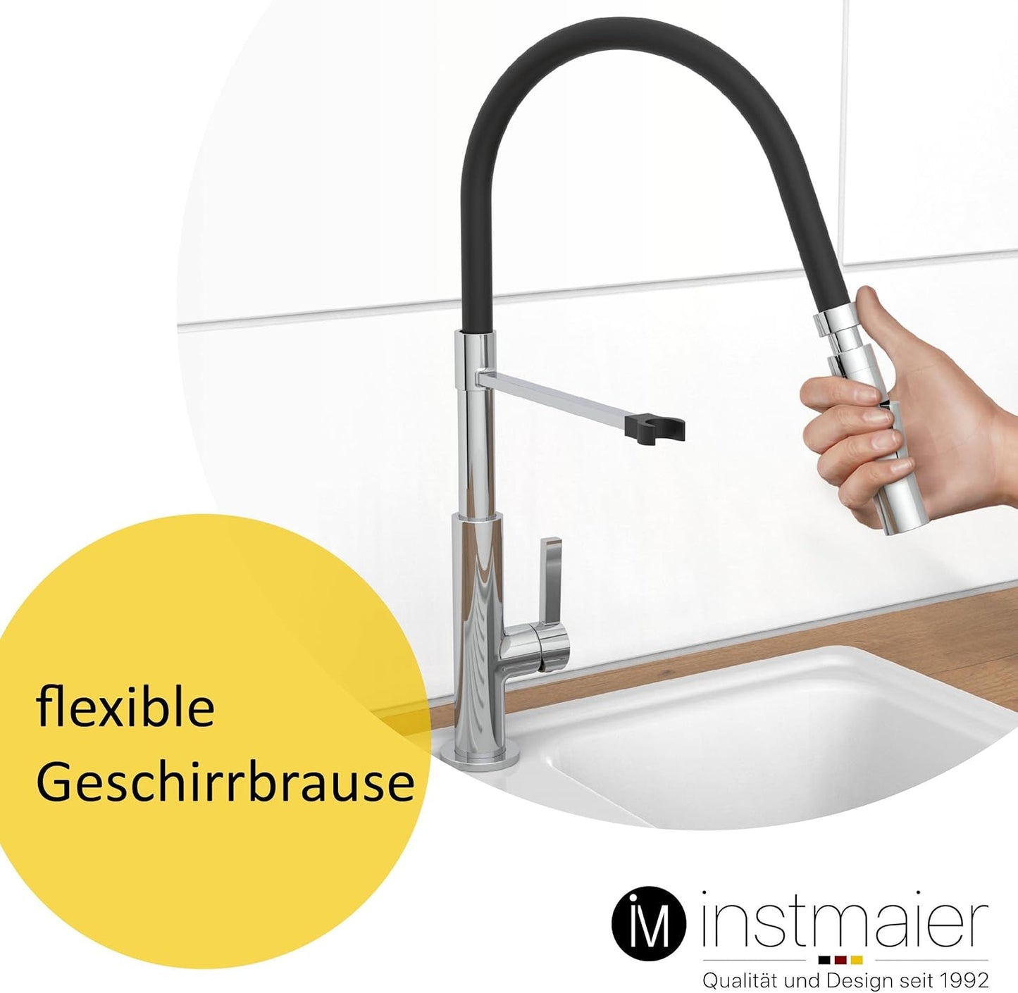 Küchenarmatur K4 mit flexibler Geschirrbrause, Chrom