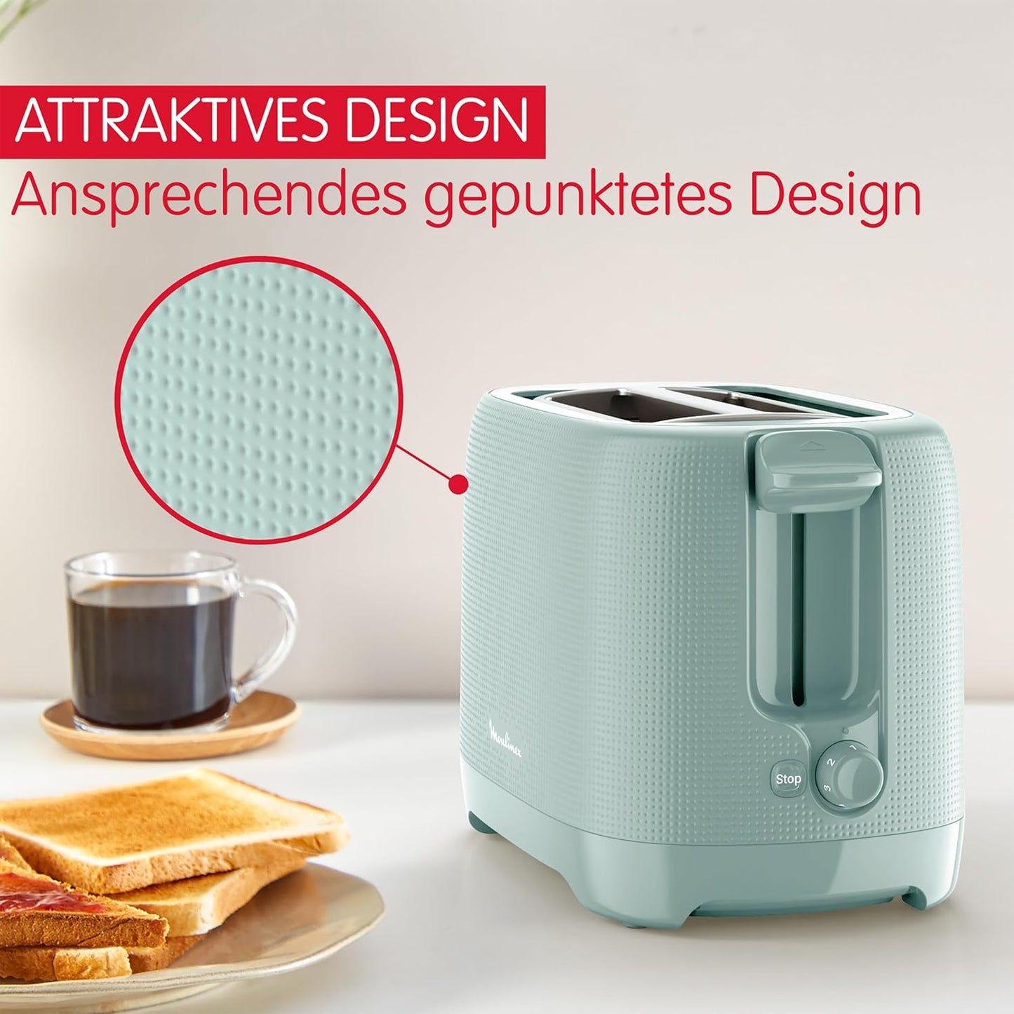 LT2M1310 Toaster mit 7 Bräunungsstufen, Brötchenaufsatz