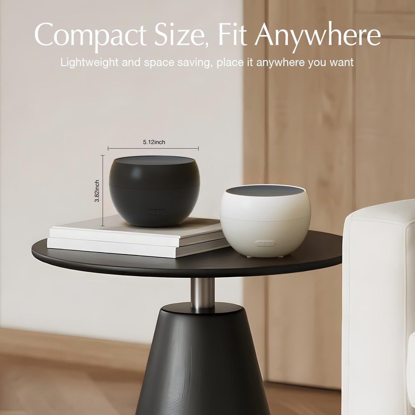 Aroma Diffuser mit Flammeneffekt, 2er-Set, Weiss&schwarz