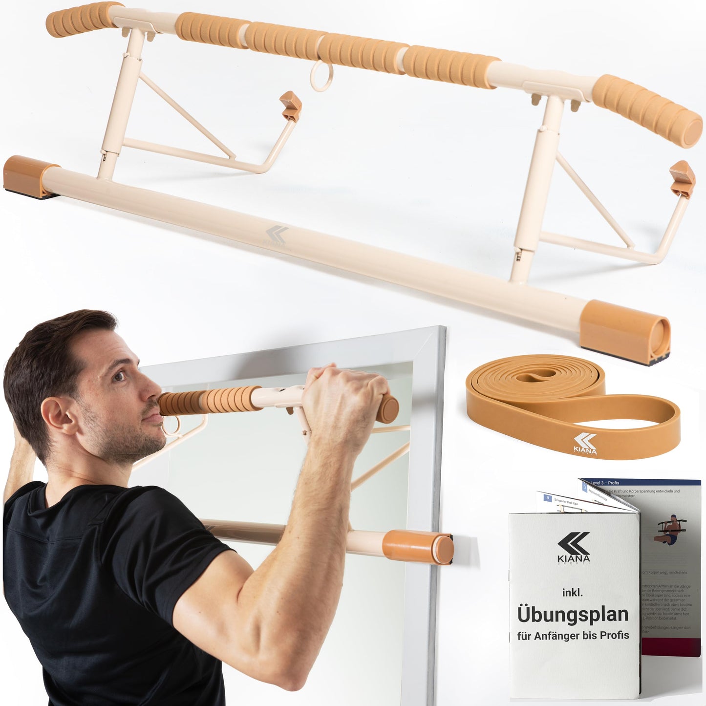 Klimmzugstange für Türrahmen bis 150kg, braun
