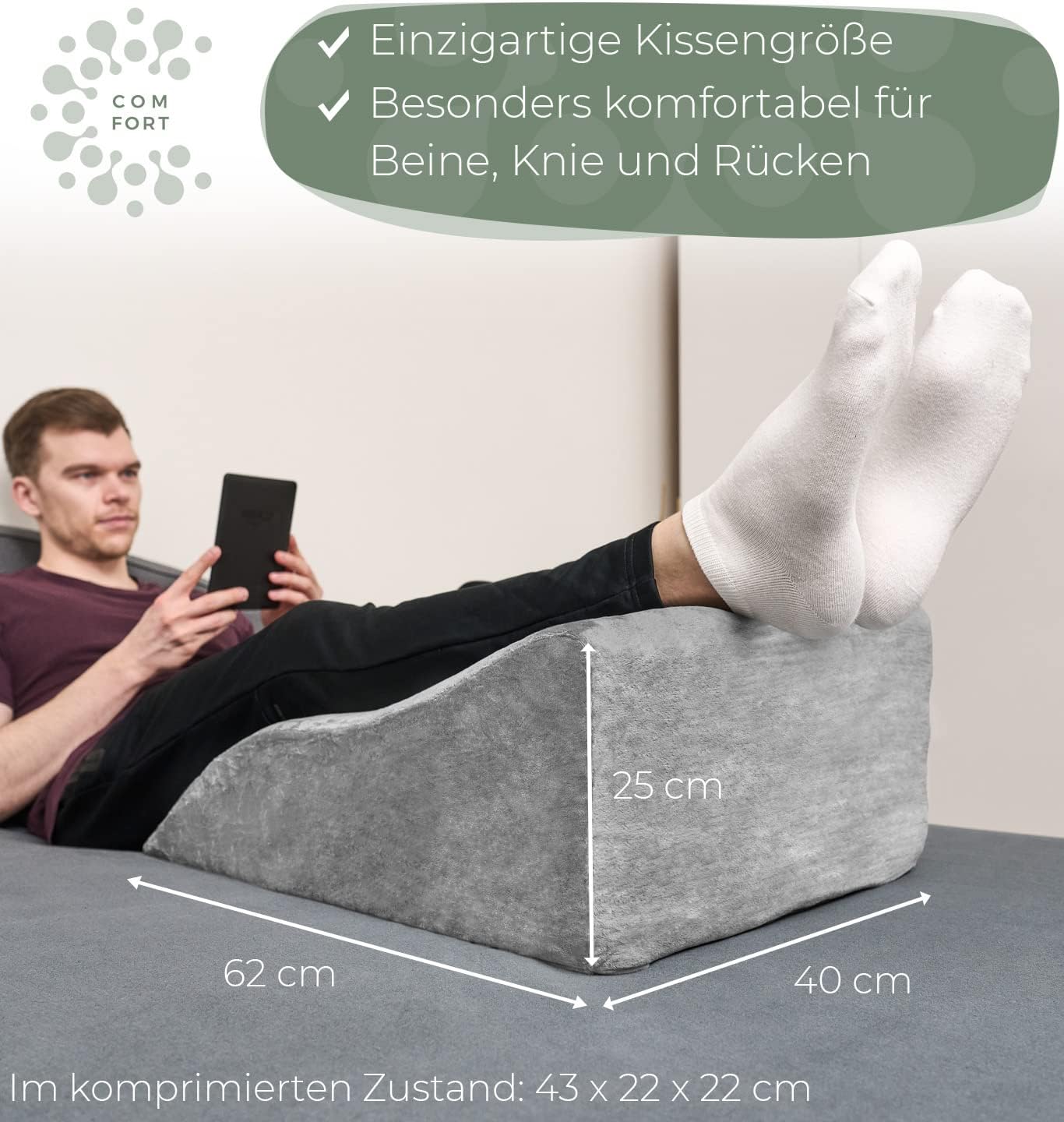 Ergonomisches Venenkissen, Grau / Hoch