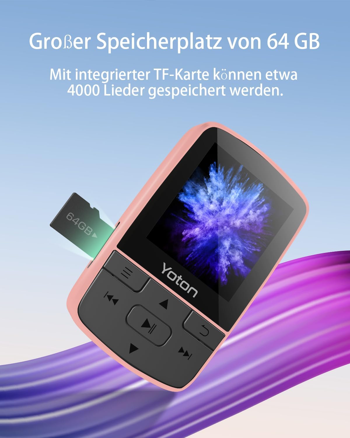 YM03F MP3-Player mit Sportclip und Schrittzähler, Rosa