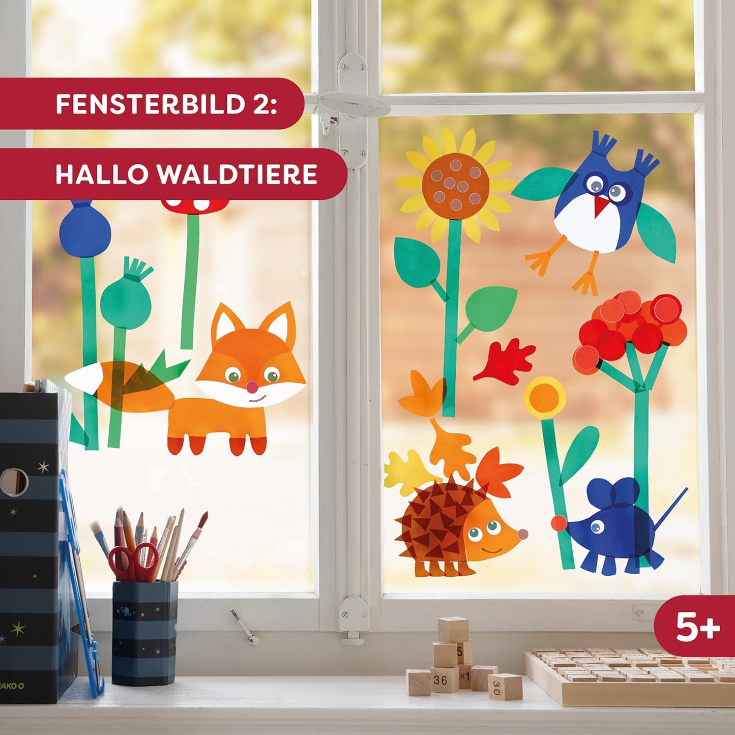 2er Bastelset Fensterbilder Drachensteigen und Waldtiere, 2014004
