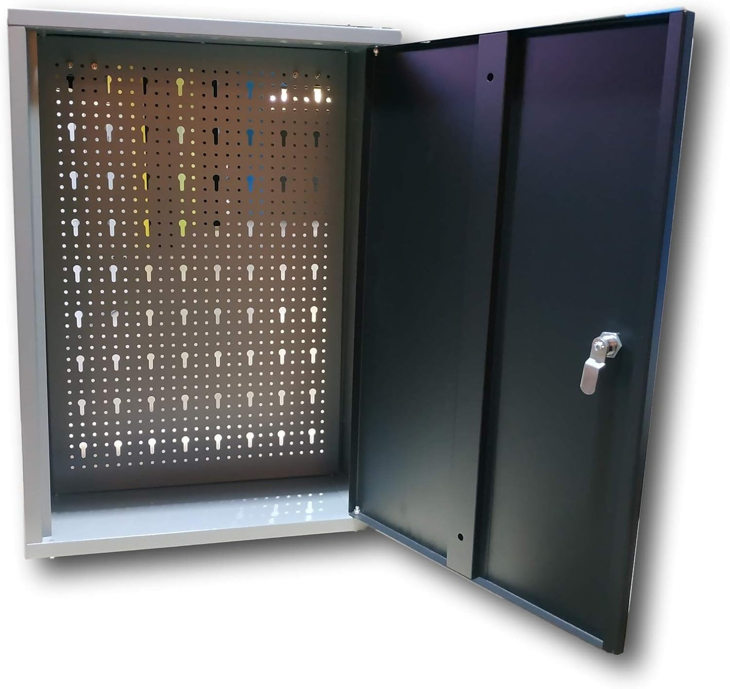 Werkzeugschrank MB01 mit Regalen und Schloss, Grau
