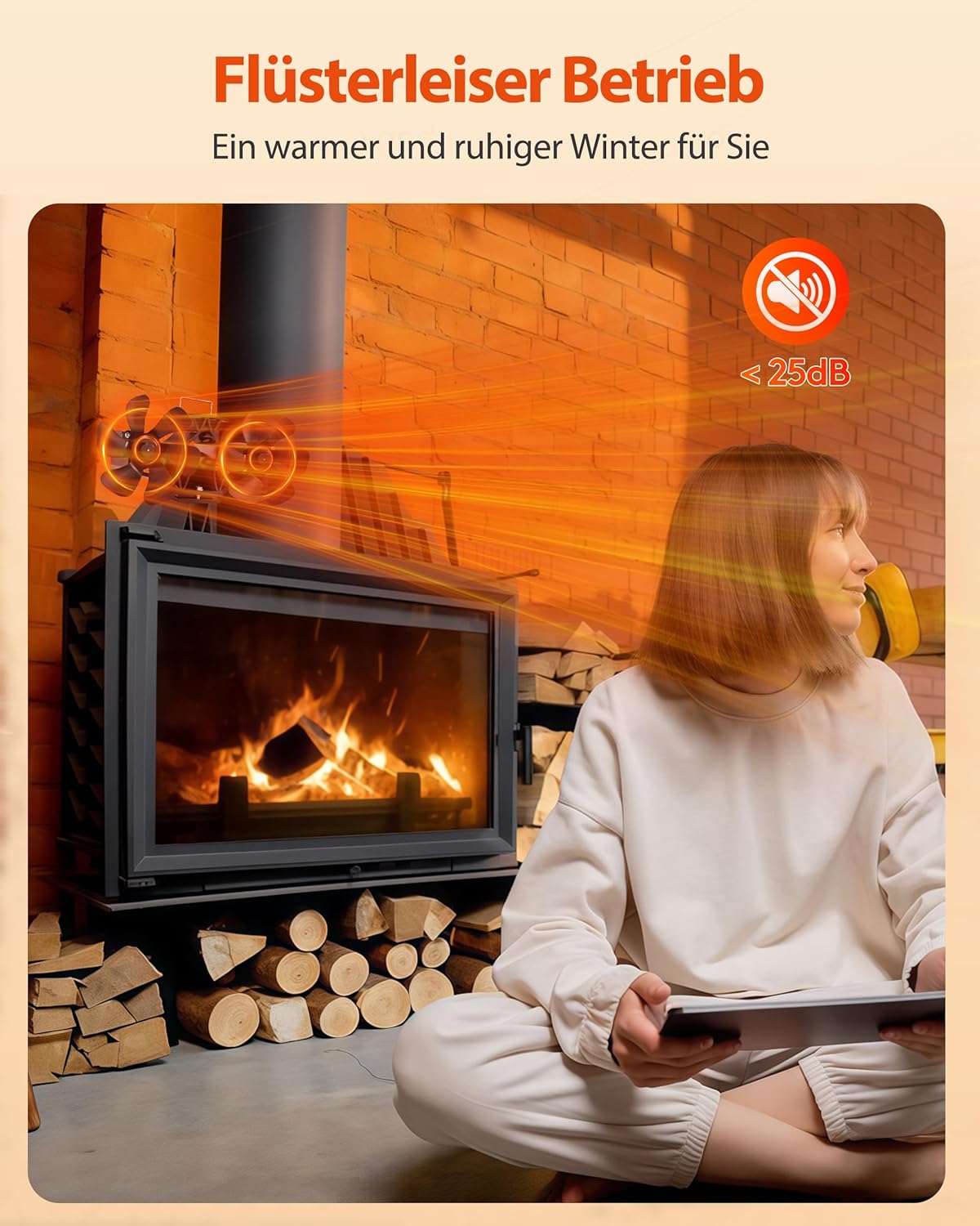 Wärmebetriebener Kaminventilator, 12 Blättern
