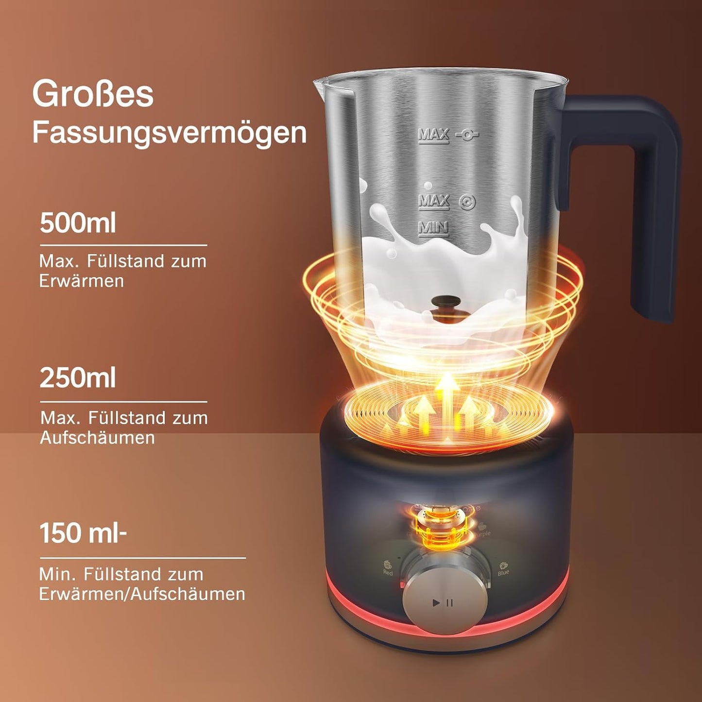Elektrischer Milchaufschäumer, Spülmaschinengeeignet & Ersatzquirl