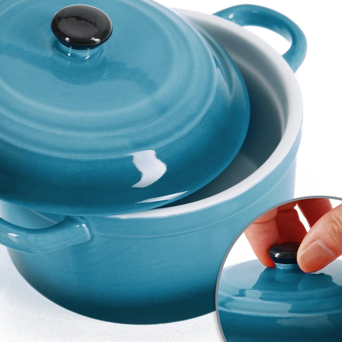 4-teiliges Auflaufformen-Set mit Deckel, 4 Stück - Blau