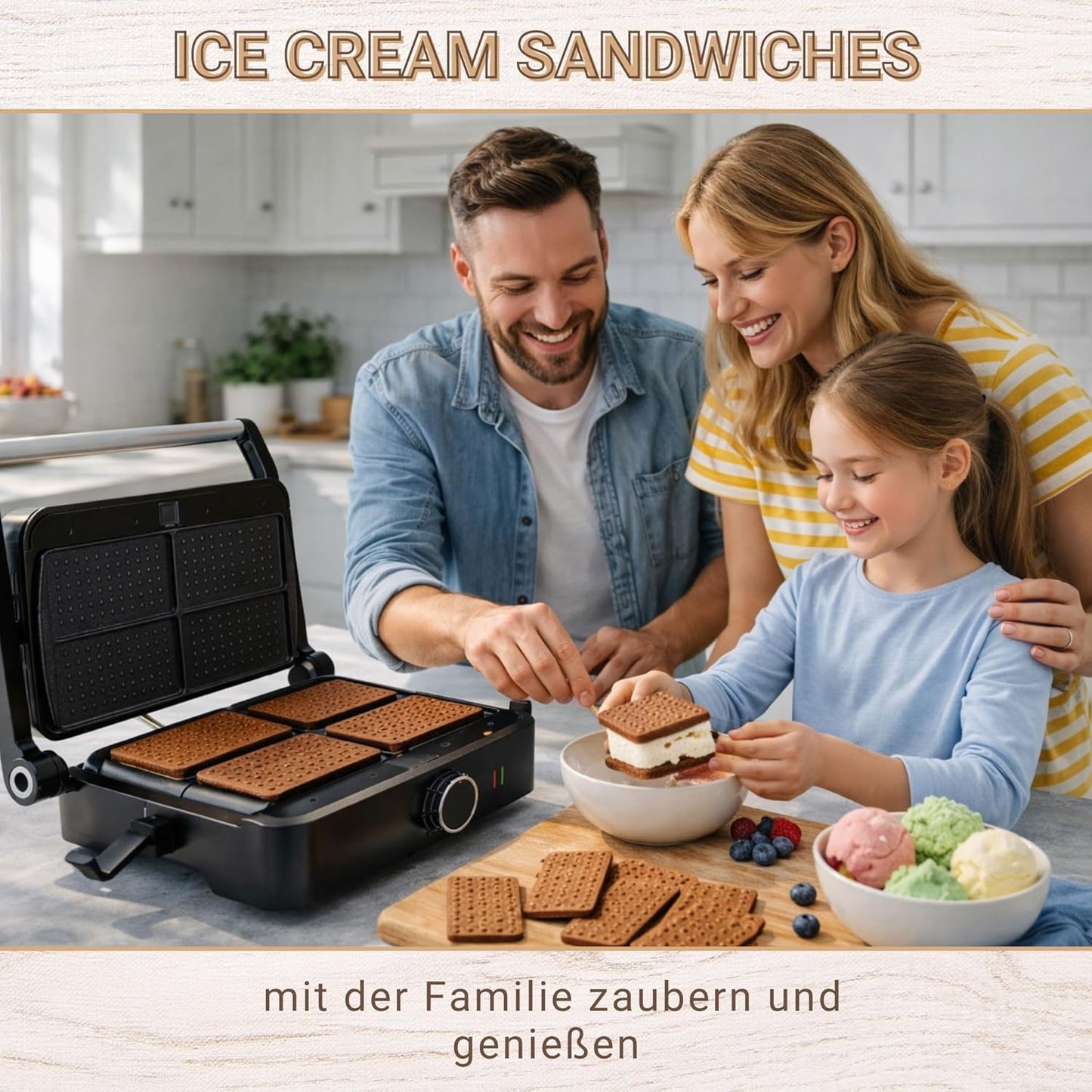 Toledo Eis Sandwich Waffel Maker mit Antihaftplatten