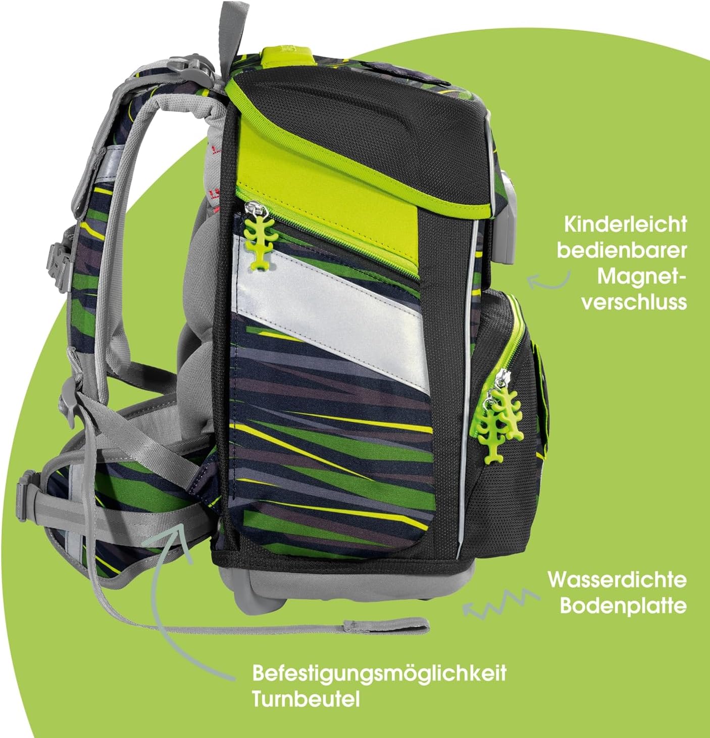 Schulranzen-Set SPACE Wild Cat (5-teilig), Wild Cat Chiko - Schwarz-grün